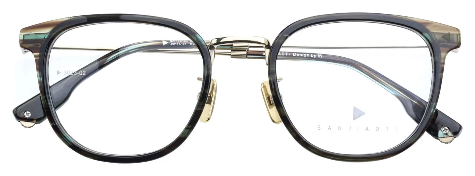 ALOOOOHA SANJIAOTI 3023 3023 Blue Grey Stripe / Gloss Japanese Gold optical frame, Mix, Adult, Adjustable, product image 1