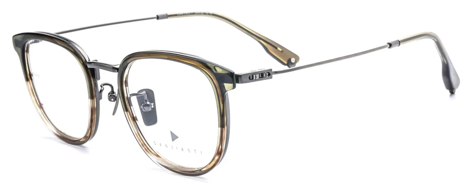 ALOOOOHA SANJIAOTI 3023 3023 Brown Green / Brown Stripe / Gloss Brushed Gunmetal optical frame, Mix, Adult, Adjustable, product image 2