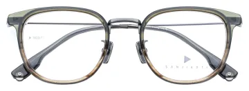 ALOOOOHA SANJIAOTI 3023 3023 Brown Green / Brown Stripe / Gloss Brushed Gunmetal optical frame, product image 1