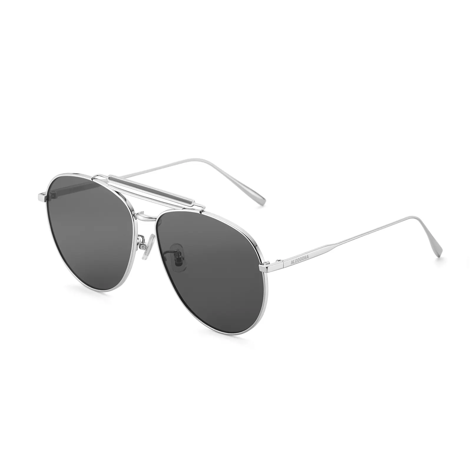 ALOOOOHA 喵喵 MioMio 亮银 sunglasses, Pure Titanium, Aviator, Full rim, product image 2